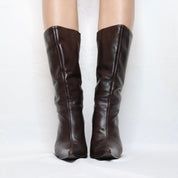Pointed Toe Leather Boots (8-8.5 US/39 EU)