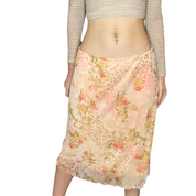 Pink floral midi skirt