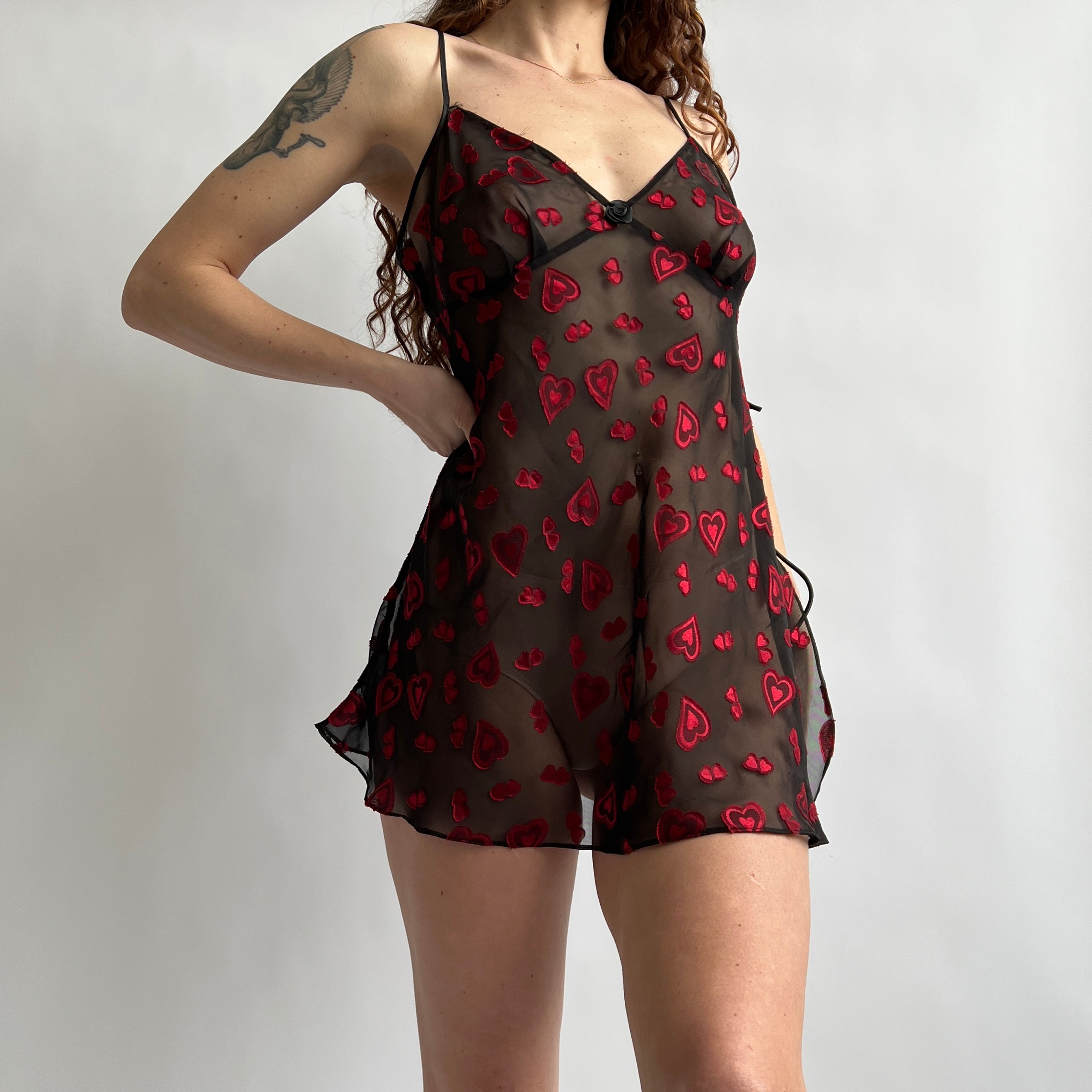 90s sheer red heart slip (XL)