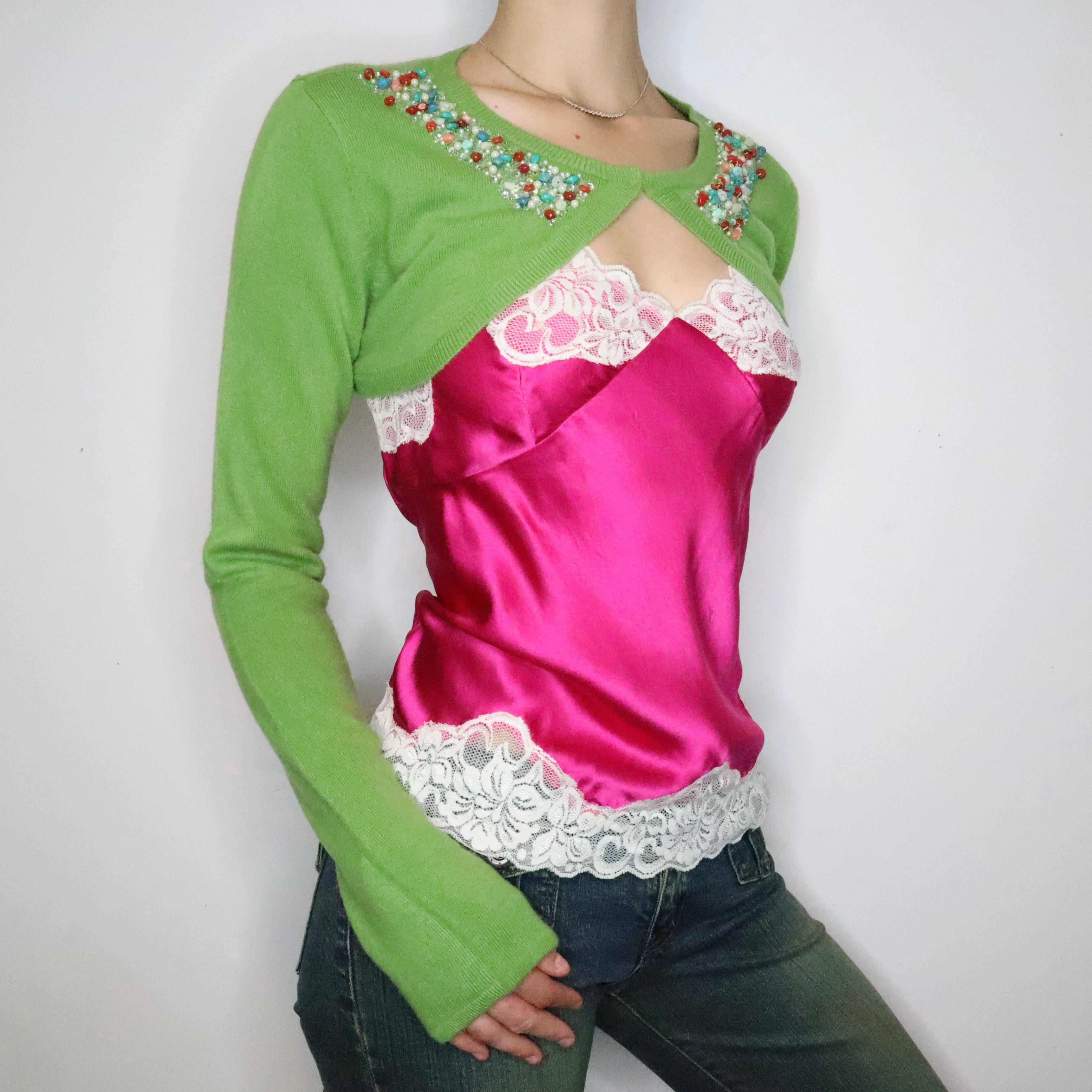 Green Beaded Bolero (Large)