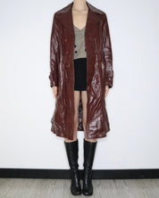 Burgundy Leather Trench Coat (M-L) 