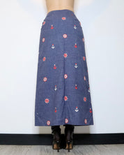 70s Denim Maxi Skirt (S)