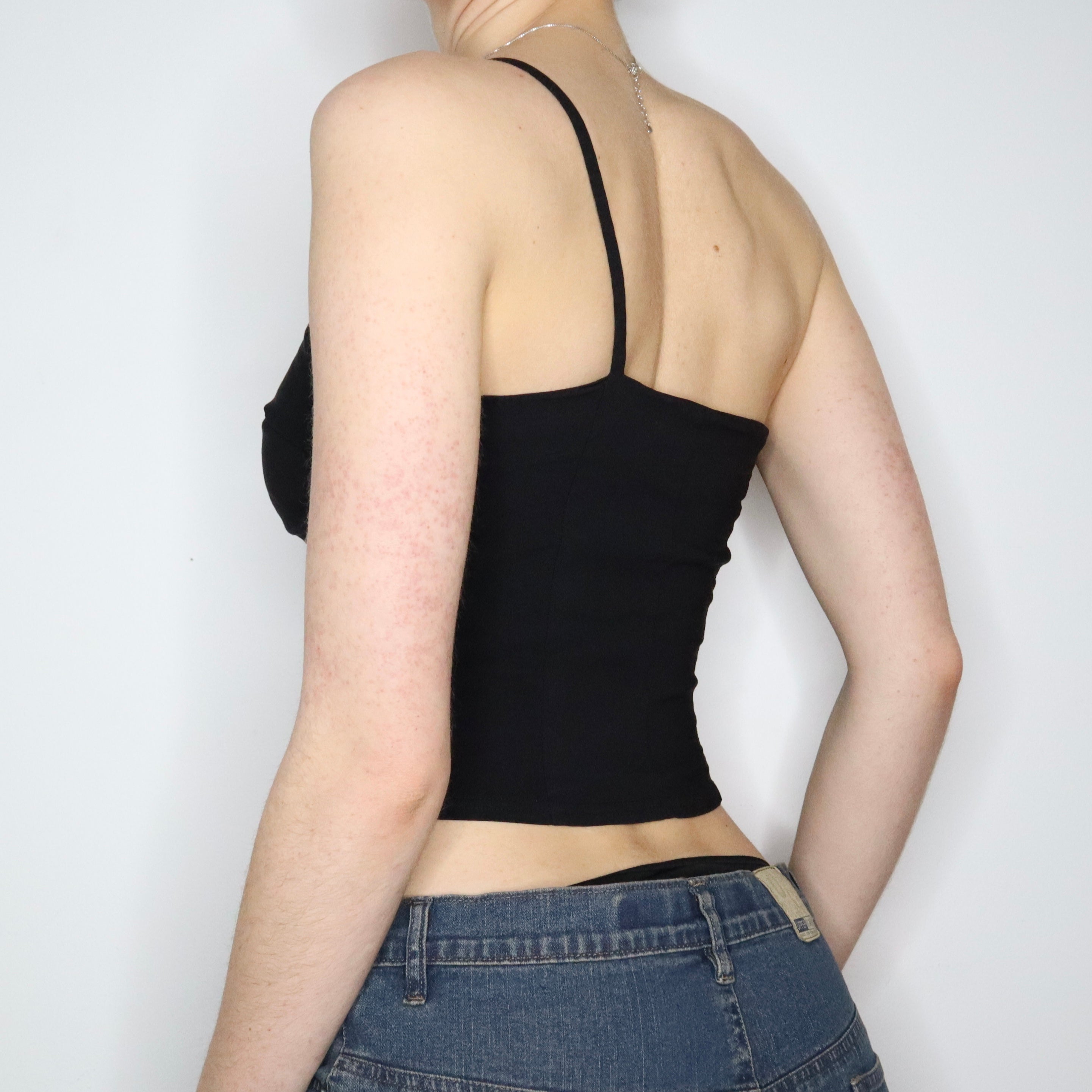 Black Asymmetrical Crop Top (XS) 