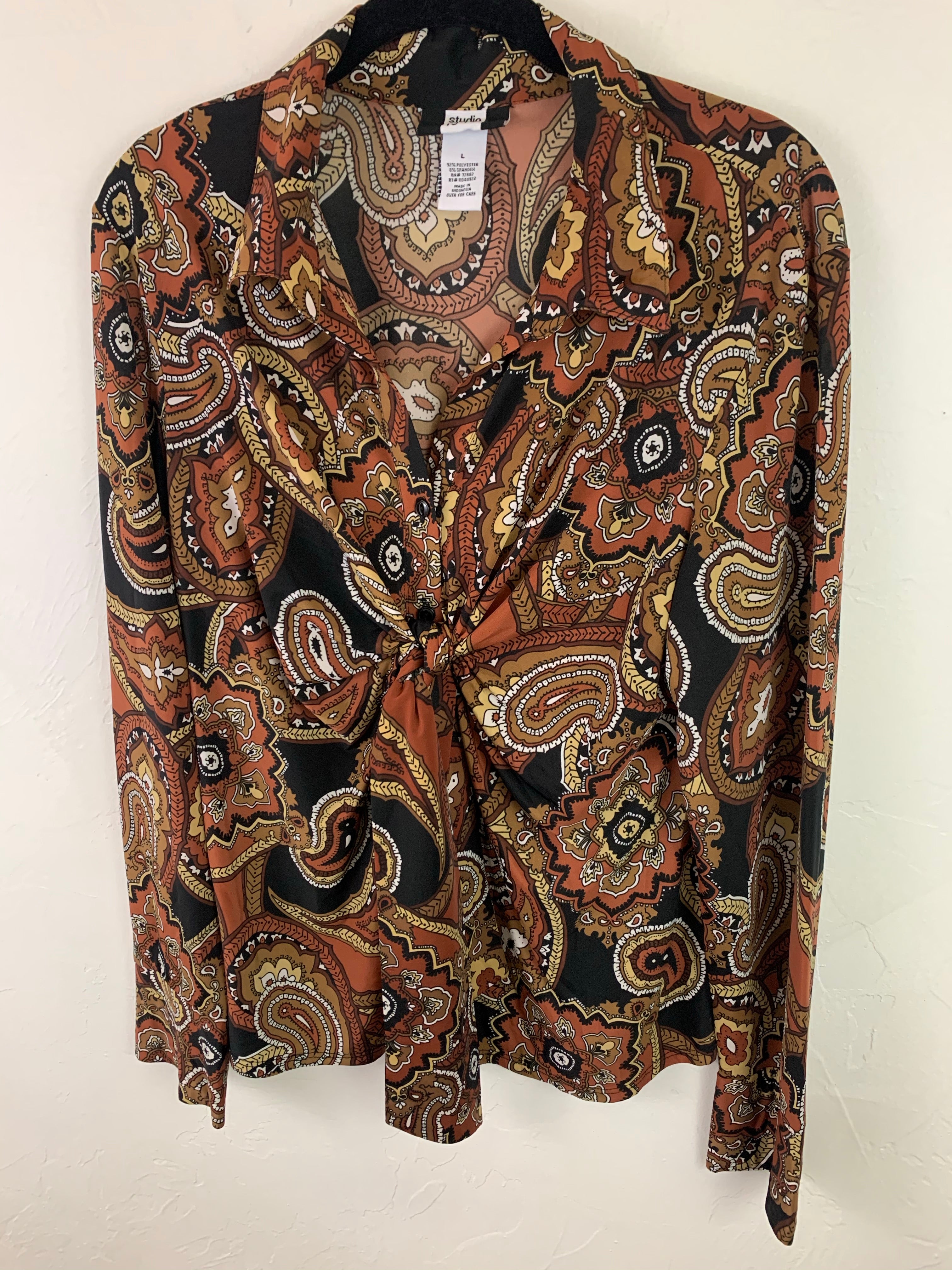 Brown tie button up top