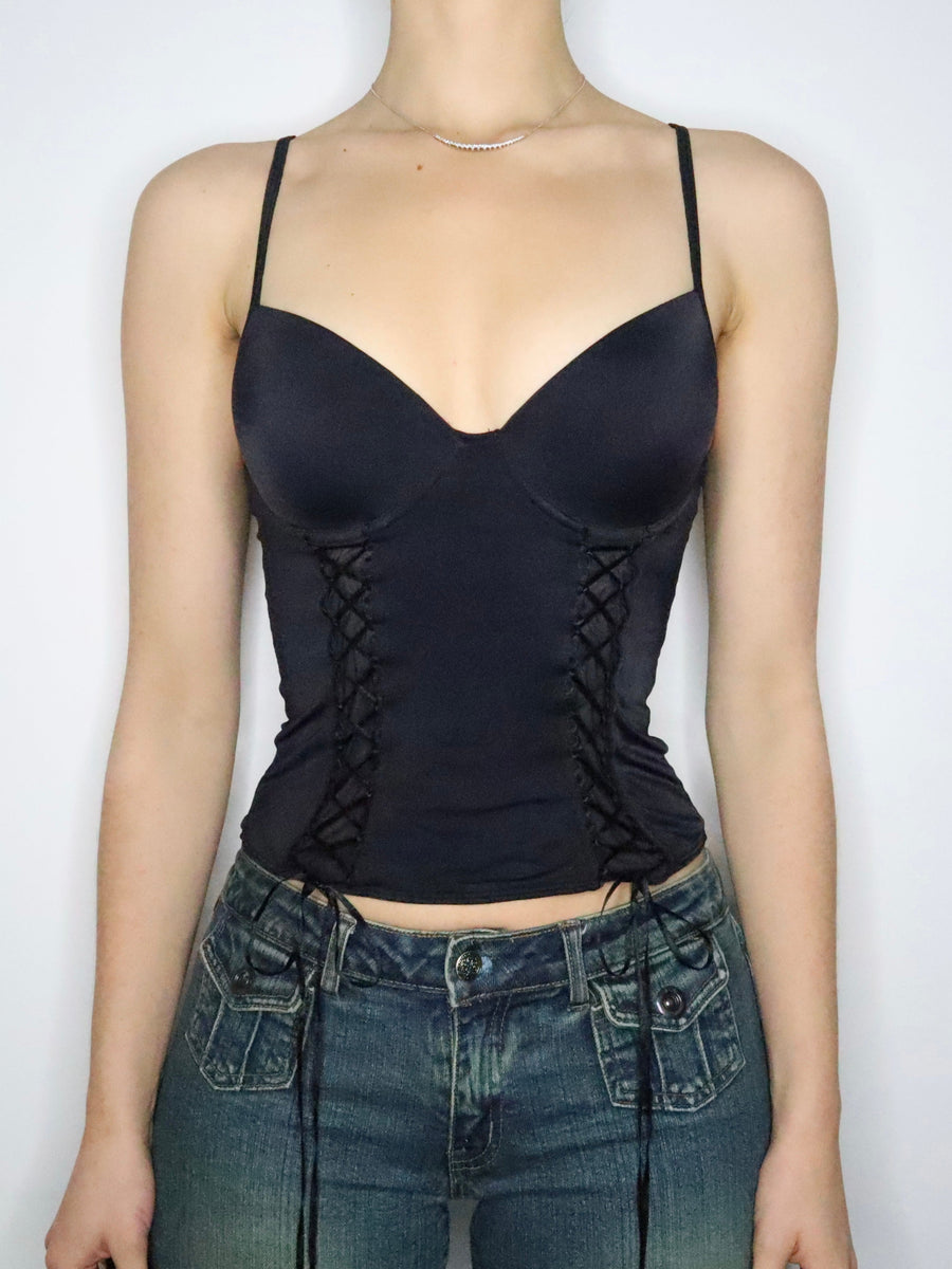 Black Lace Up Bustier (Small)