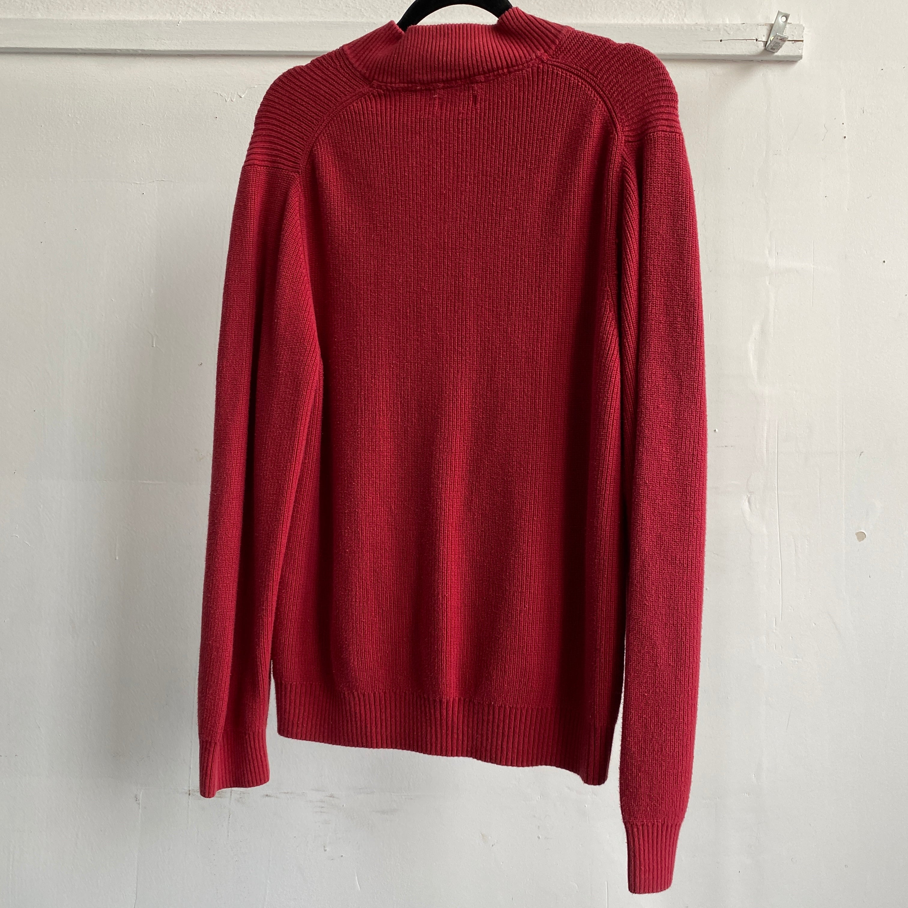 Ribbed zip stripe sweater