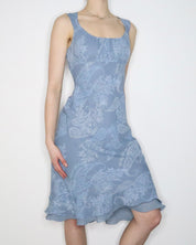 Blue Paisley Midi Dress (Large) 