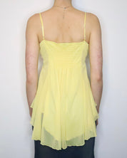 Yellow Mesh Babydoll Top (Medium) 