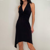 Black 2000s Halter Mini Dress