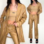 Deadstock Tan 2 Piece Faux Leather Y2K Set