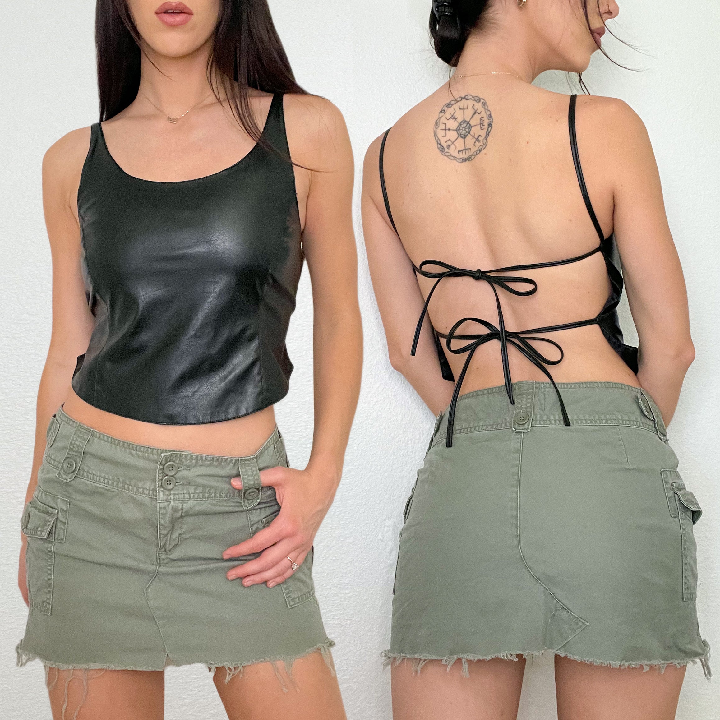 Coyote Ugly Black Leather Open Back Tank