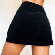90s Black Velvet Mini Skort